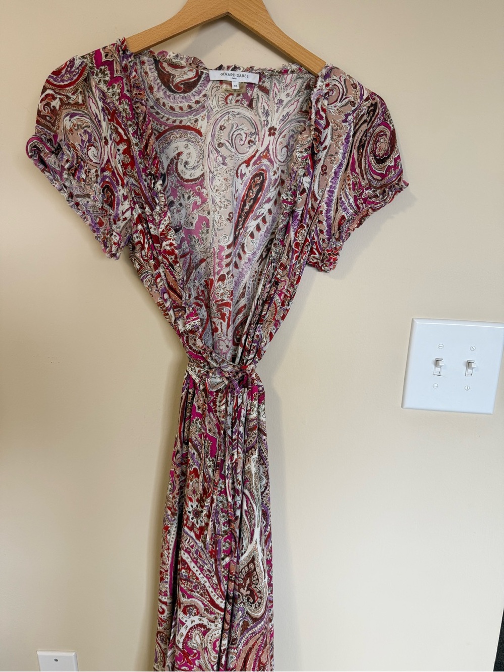 Gérard Darel Paris Paisley Wrap Midi Dress Size 36 – 100% Viscose